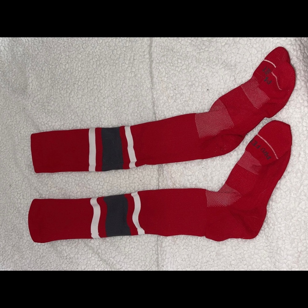 RED WHITE GREY SOFTBALL/BASEBALL SOCKS